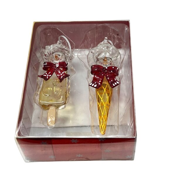 Christmas Ornaments -‎ Set Of 2 Snowman on Ice Cream Cone & Popsicle - Picture 2 of 7